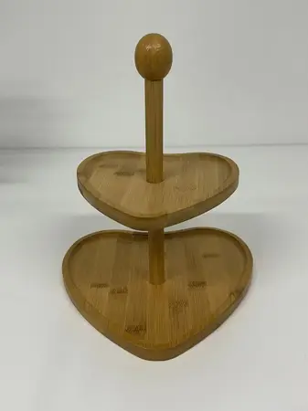 BANDEJA 2 PISOS CORAZON L/BAMBU