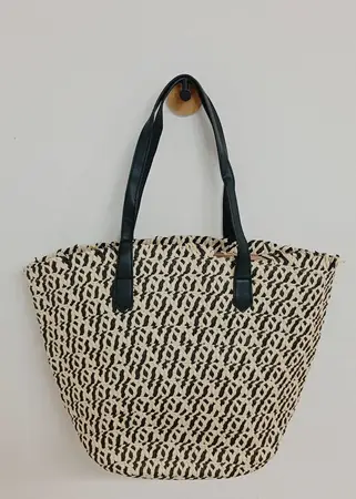 BOLSO PLAYERO RAFIA MANIJA CUERINA