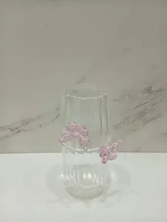 BOTELLA C/VASO VIDRIO PINK