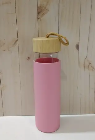BOTELLA VIDRIO Y SILICONA 600ml. T/BAMBOO