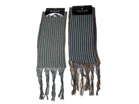 BUFANDA RAYADA C/FLECOS.