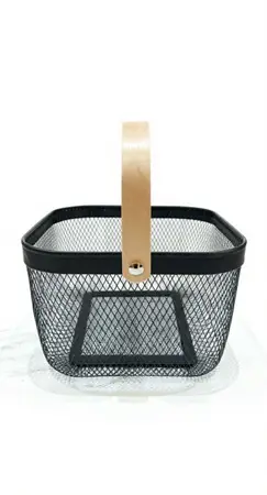 CANASTO FRUTERO METAL BAMBU BLACK