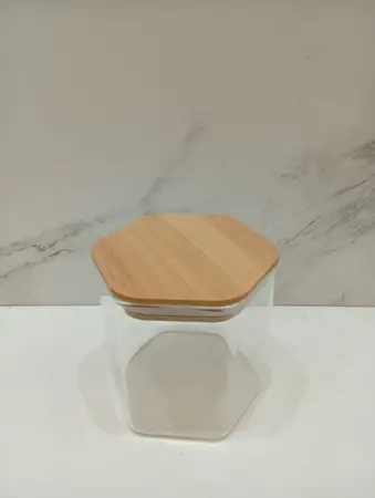 FRASCO VIDRIO C/TAPA BAMBU