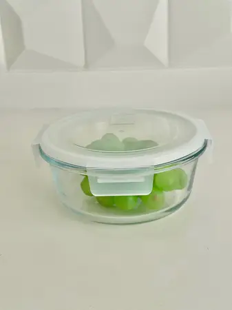 FUENTE VIDRIO C/TAPA HERMETICA REDONDA