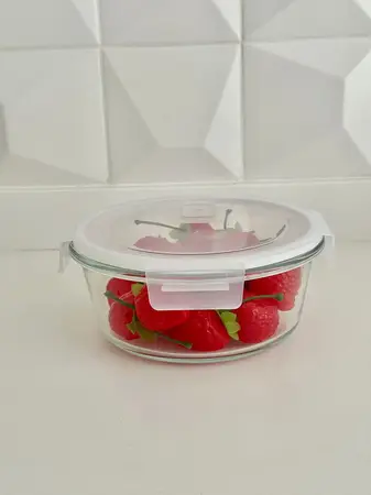 FUENTE VIDRIO C/TAPA HERMETICA REDONDA