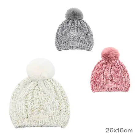 GORRO TRENDY CHENILL TEJIDO C/POM PON 18887