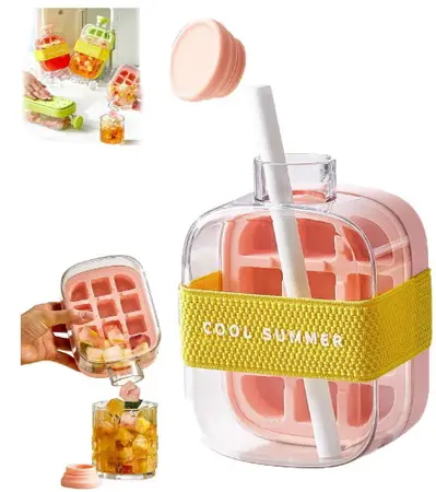 HIELERA SILICONA & BOTELLA C/SORBETE 2EN1 500ml pi