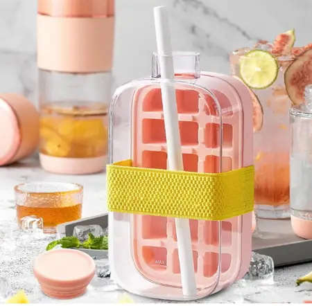 HIELERA SILICONA & BOTELLA C/SORBETE 2EN1 800ml pi