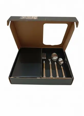 JGO. CUBIERTO X 16 PZAS. MANGO S/MADERA