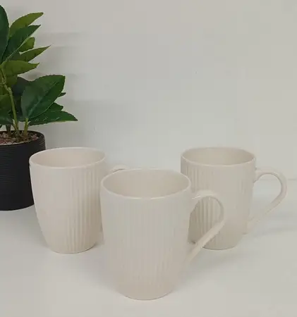 JGO. TAZAS CERAMICA BLACK RAYAS X 3