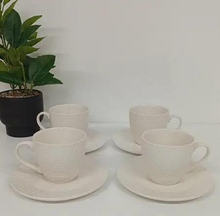 JGO. TAZAS & PLATOS COFFEE CERAM L/PANAL 8 PCS.