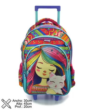 MOCHILA C/CARRO NIÑA C/GATO 18 125507