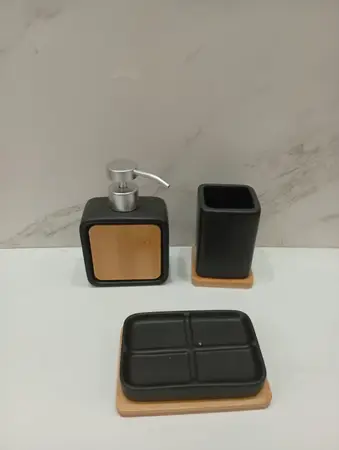 ORGANIZADOR P/BAÑO 3PCS.CERAMICA BLACK
