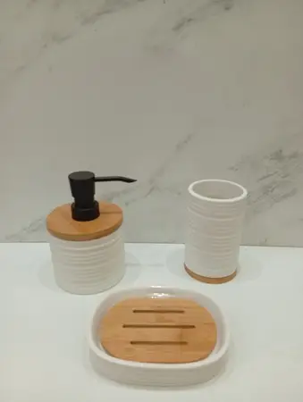 ORGANIZADOR P/ BAÑO 3PCS. CERAMICA WHITE