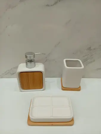 ORGANIZADOR P/BAÑO CERAMICA WHITE X 3 PCS