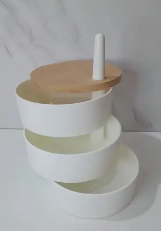 ORGANIZADOR PLAST. C/TAPA BAMBU 3 PISOS