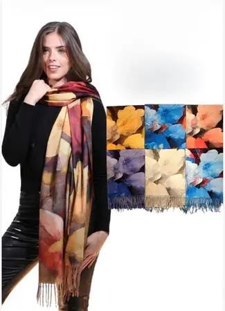 PASHMINA LABRADA FLORES C/FLECOS
