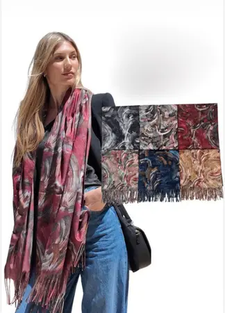 PASHMINA LANILLA ESTAMP. C/FLECOS