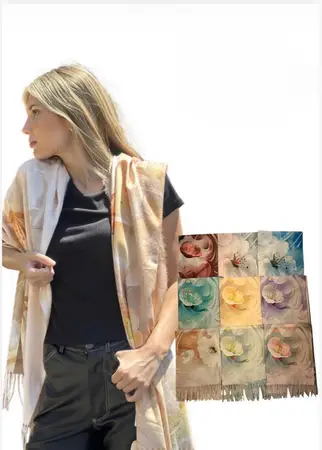 PASHMINA LANILLA FLORES C/FLECOS