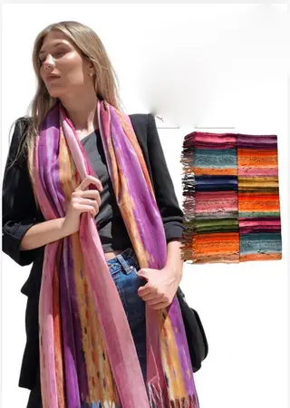 PASHMINA LANILLA RAYAS C/FLECOS