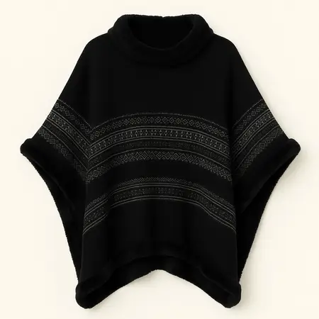 PONCHO POLIESTER C/PIEL