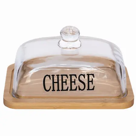 QUESERA BASE BAMBU TAPA VIDRIO