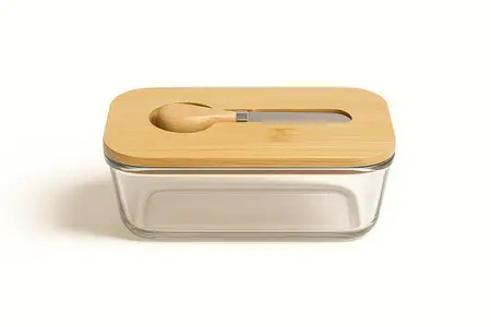 QUESERA BASE BAMBU TAPA VIDRIO