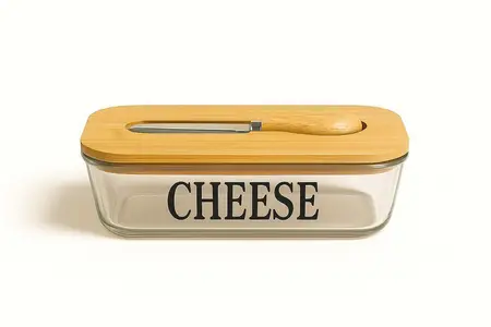 QUESERA BASE BAMBU TAPA VIDRIO