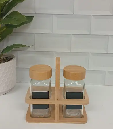 SALERO & PIMENTERO VIDRIO BASE BAMBU