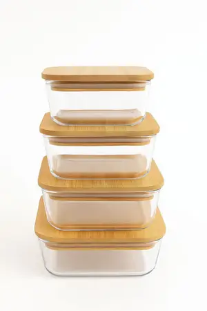 SET BOWL VIDRIO C/ TAPA X 4 UNID.