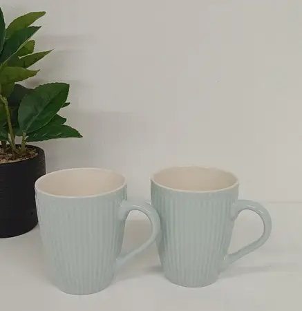 SET TAZA CERAMICA PASTEL RAYAS X 2 UNID.