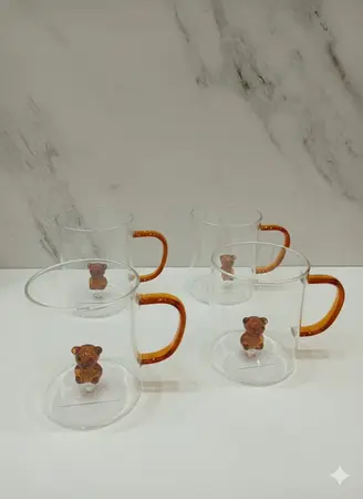 SET TAZAS VIDRIO C/OSO INT. X 4 UNID.