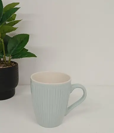 TAZA CERAMICA RAYAS PASTEL C/CAJA