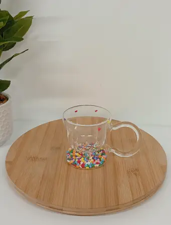 TAZA VIDRIO DOBLE ARCO IRIS