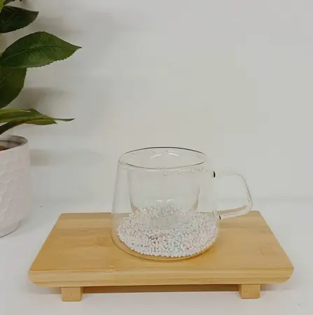 TAZA VIDRIO DOBLE BOLILLA COLOR 200ML.