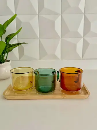 TAZA VIDRIO DOBLE COLOR 240ml.