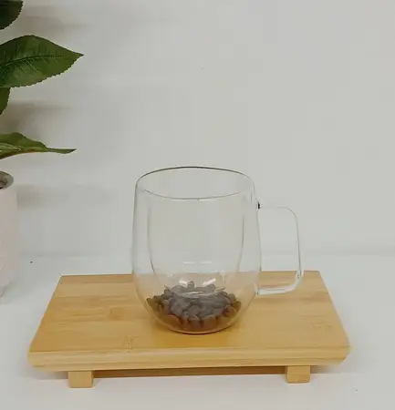 TAZA VIDRIO DOBLE GRANO DE COFFEE 200ML