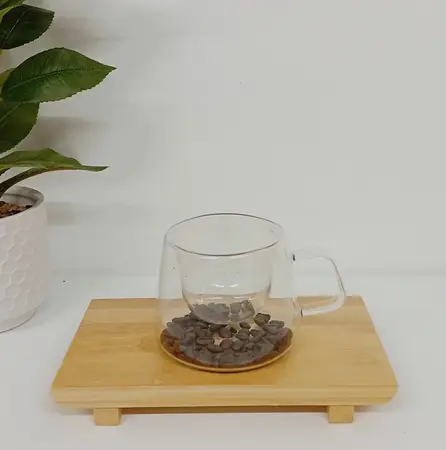 TAZA VIDRIO DOBLE GRANO DE COFFEE 200ML