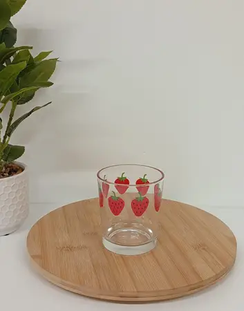VASO VIDRIO DECO. FRUTILLA 300ML
